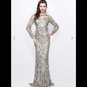 Beautiful champagne/ green evening dress